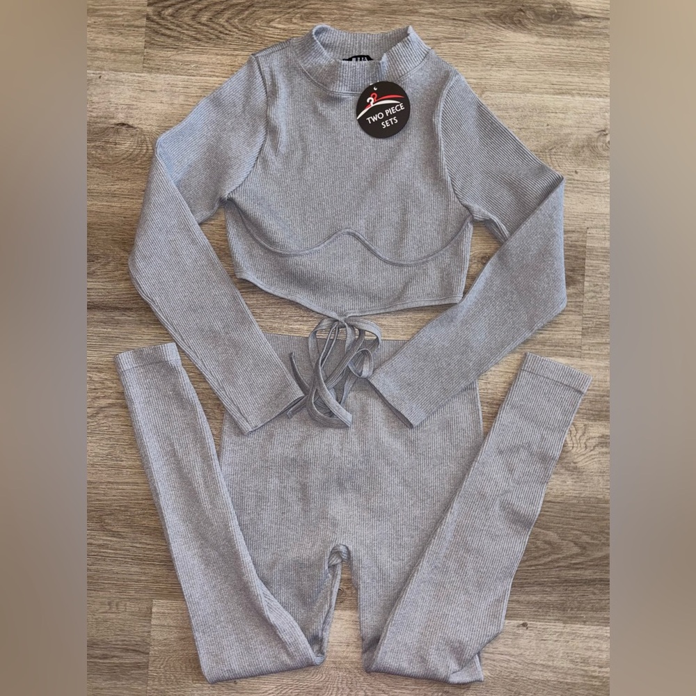 Gray Two-Piece Knit Set